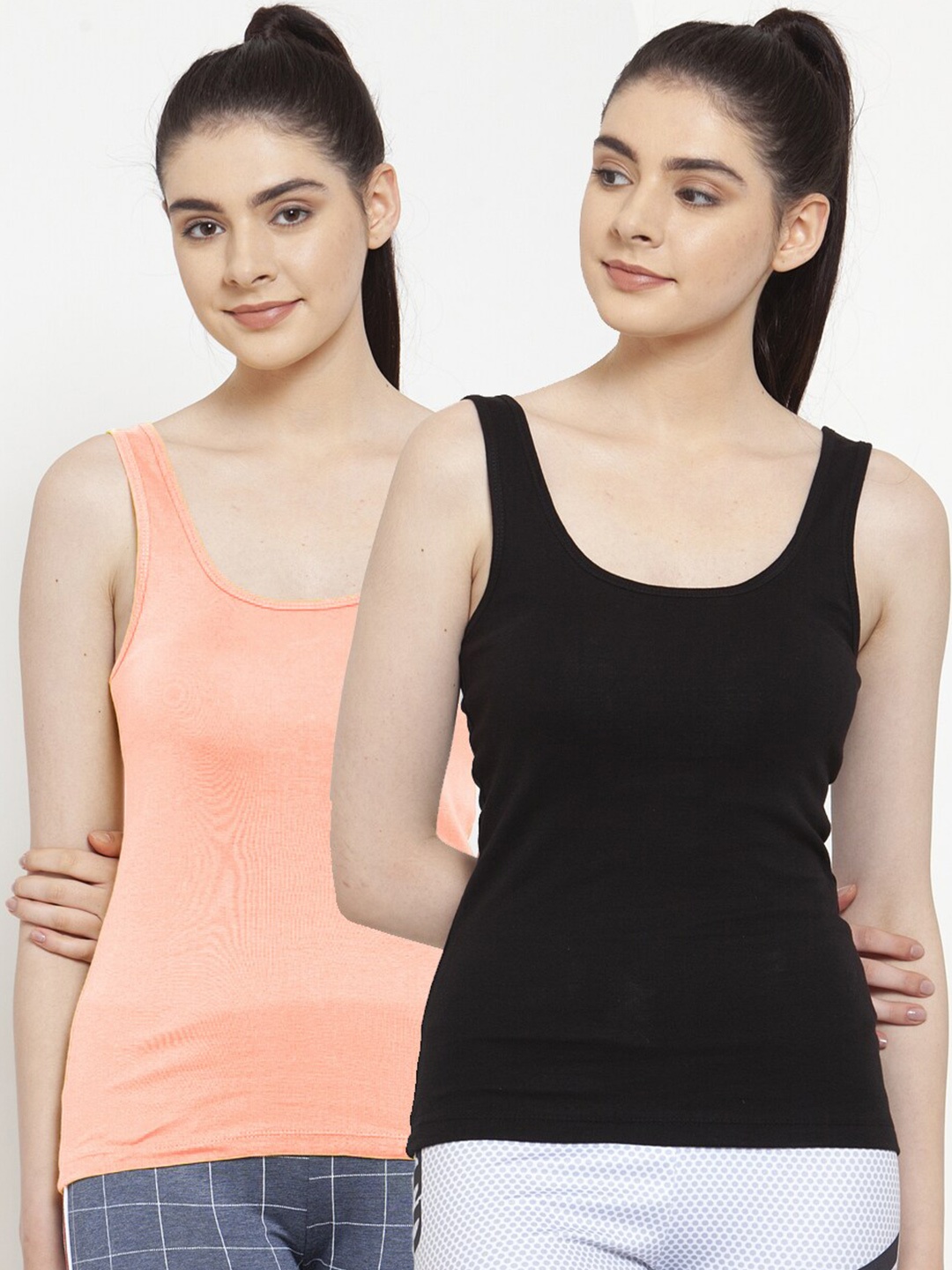 

Friskers Pack Of 2 Cotton Tank Tops, Black