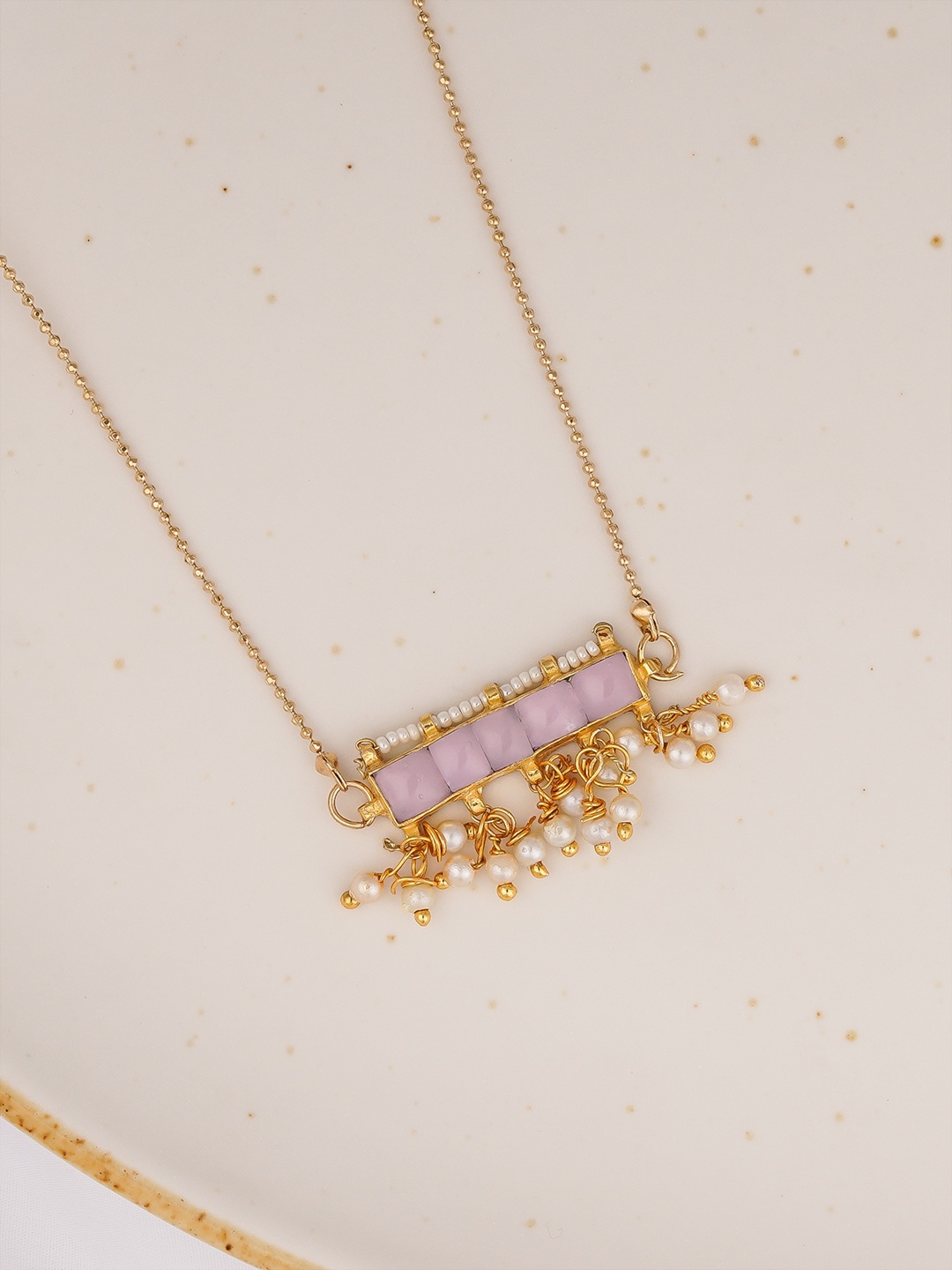 

Queen Be Gold-Toned & Pink Brass Gold-Plated Necklace