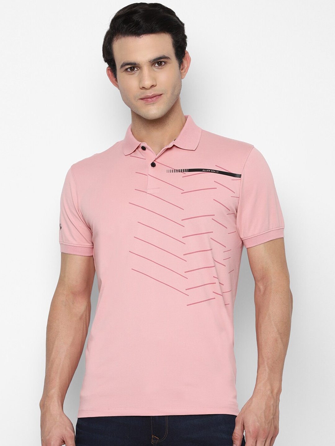 

Allen Solly Men Pink Printed Polo Collar T-shirt