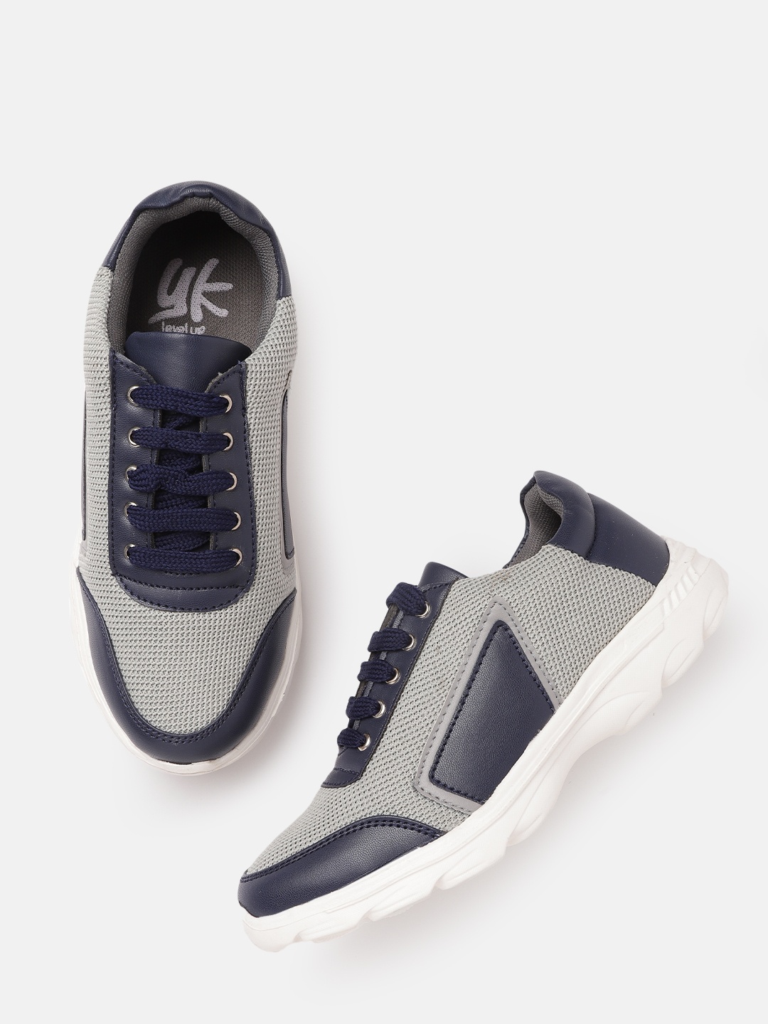 

YK Boys Grey & Navy Blue Woven Design Sneakers