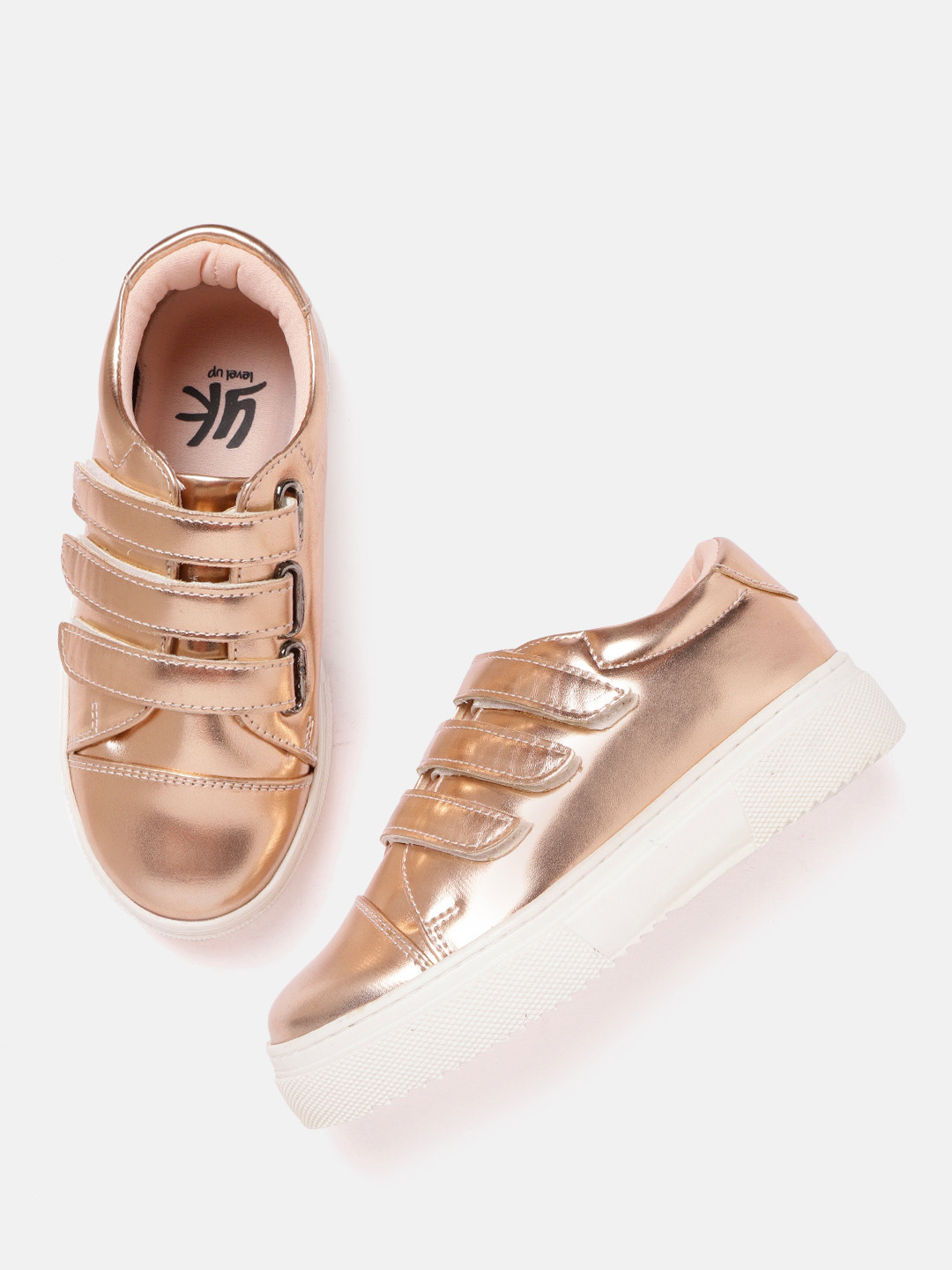 

YK Girls Rose Gold-Toned Solid Sneakers