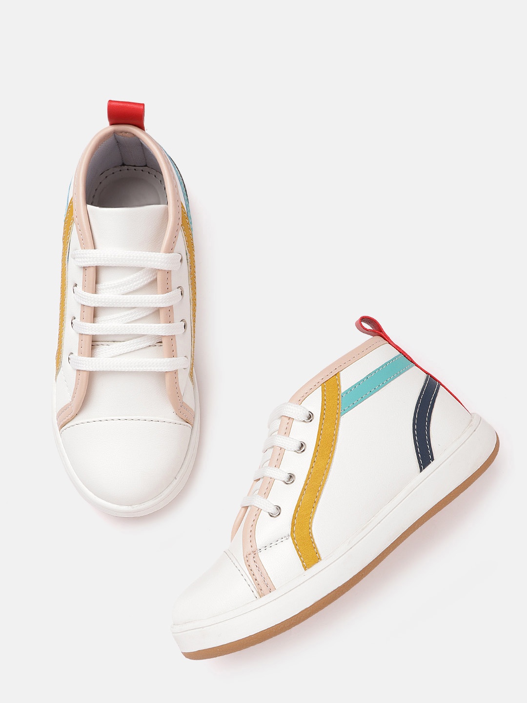 

YK Kids White & Mustard Yellow Solid Sneakers