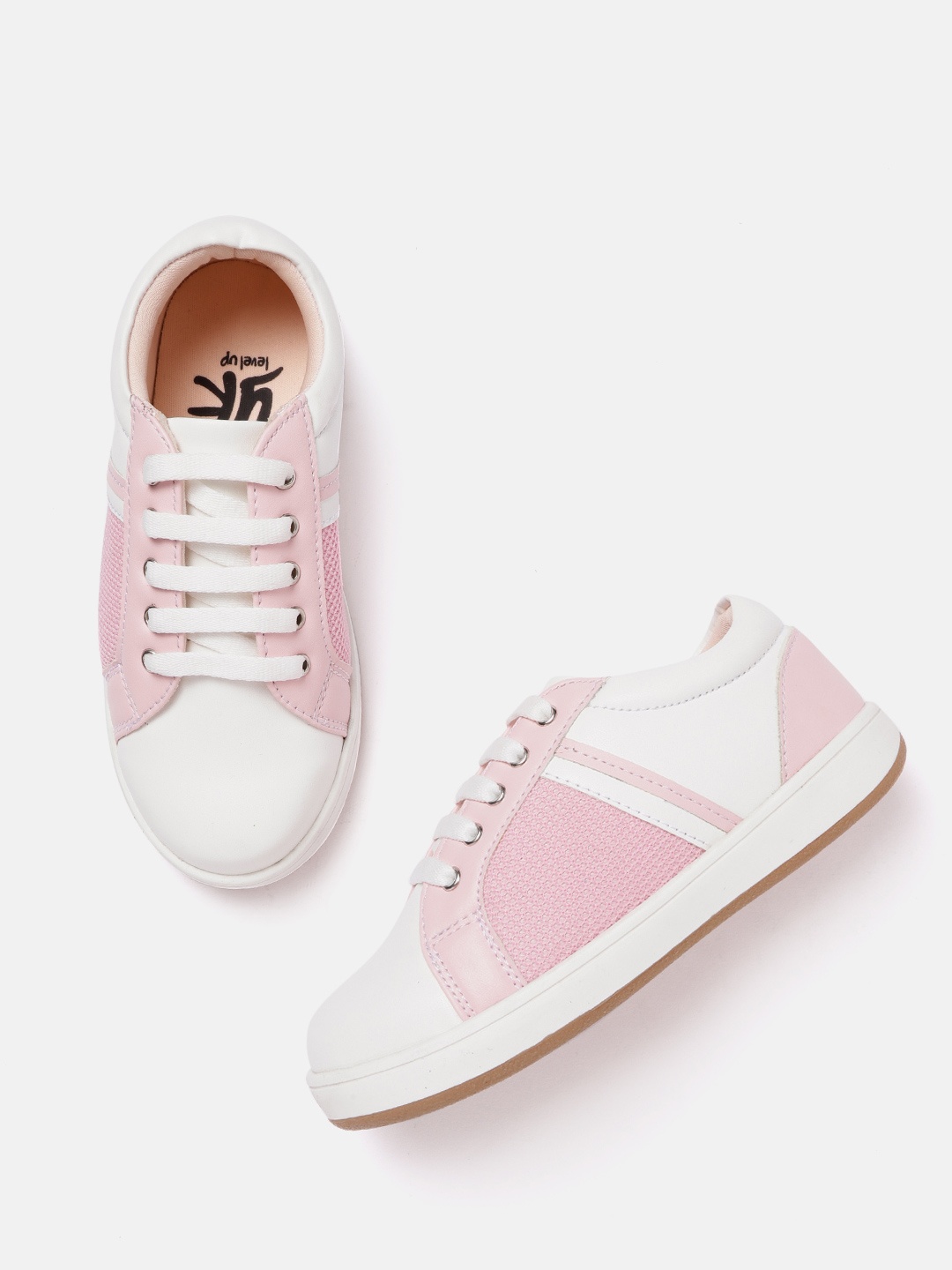 

YK Girls White & Pink Solid Sneakers