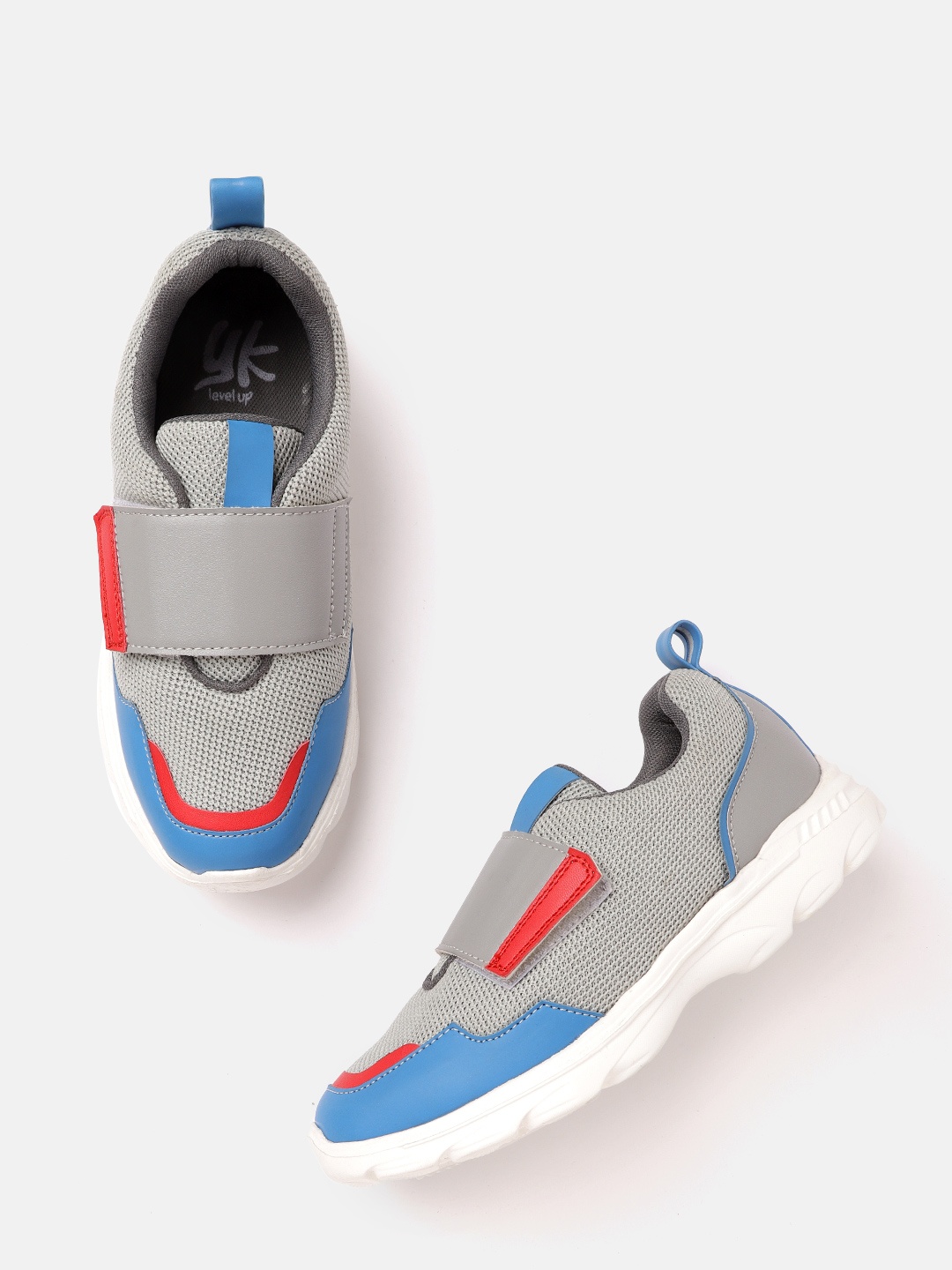 

YK Boys Grey & Blue Woven Design Sneakers