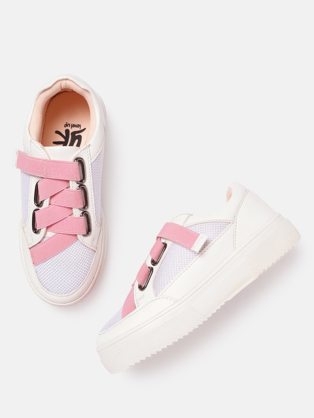 

YK Girls White Woven Design Sneakers