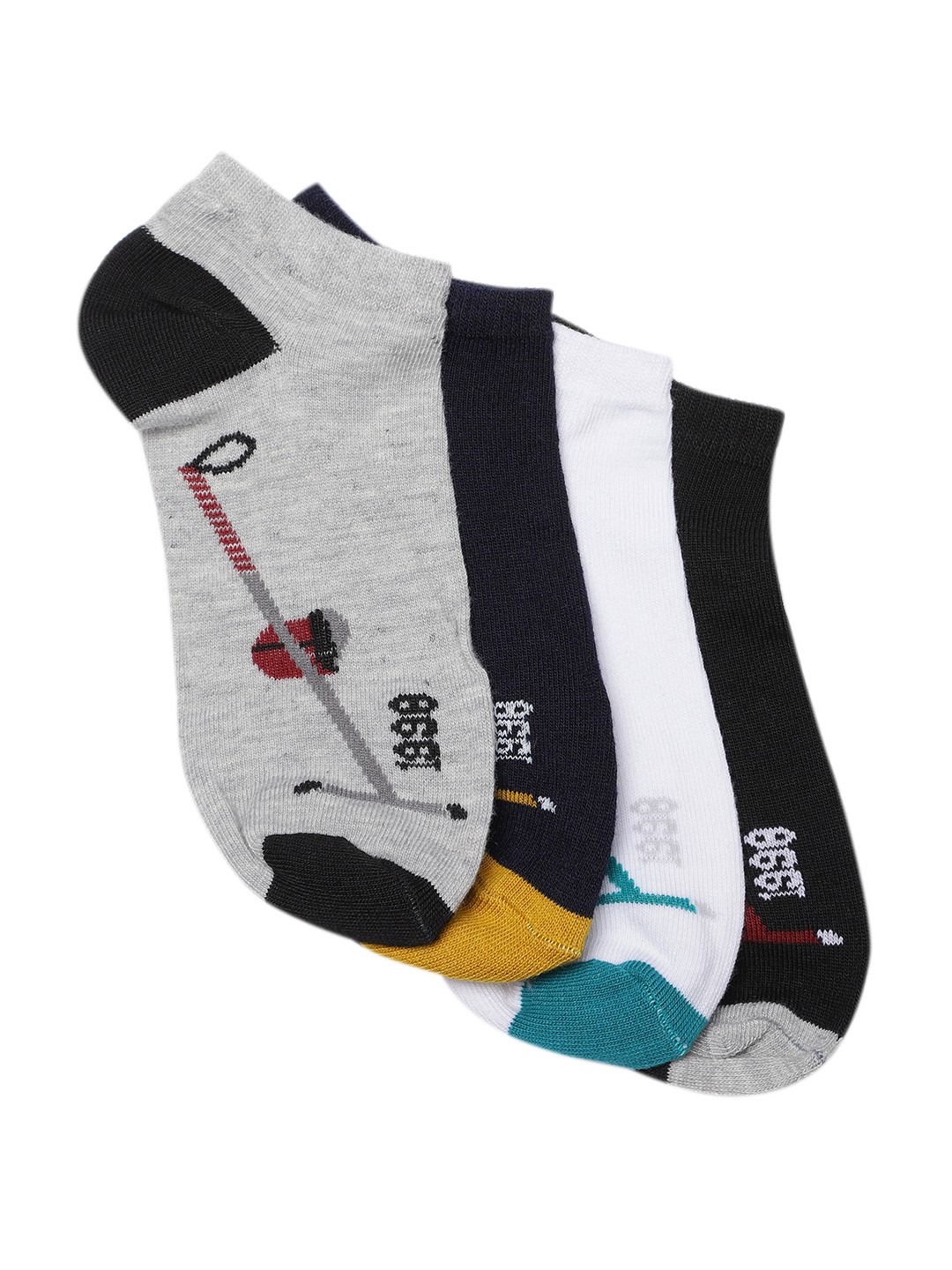 

Rodzen Men Pack of 4 Patterned Ankle-Length Socks, Multi