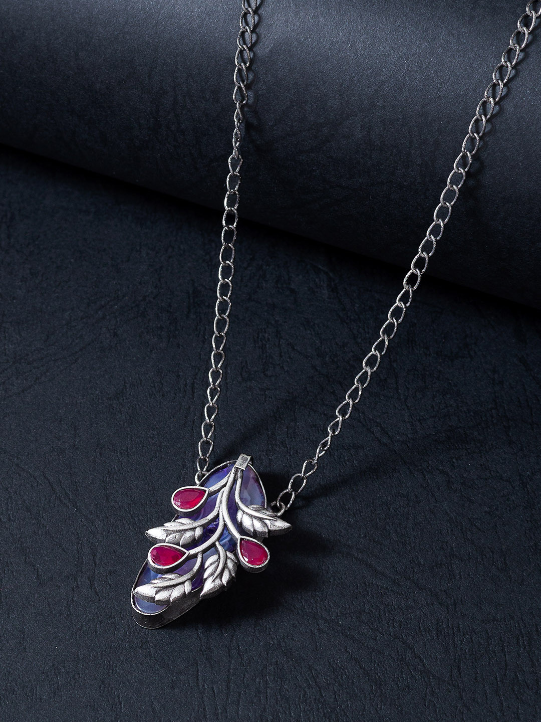 

Golden Peacock Purple & Red Contemporary Necklace