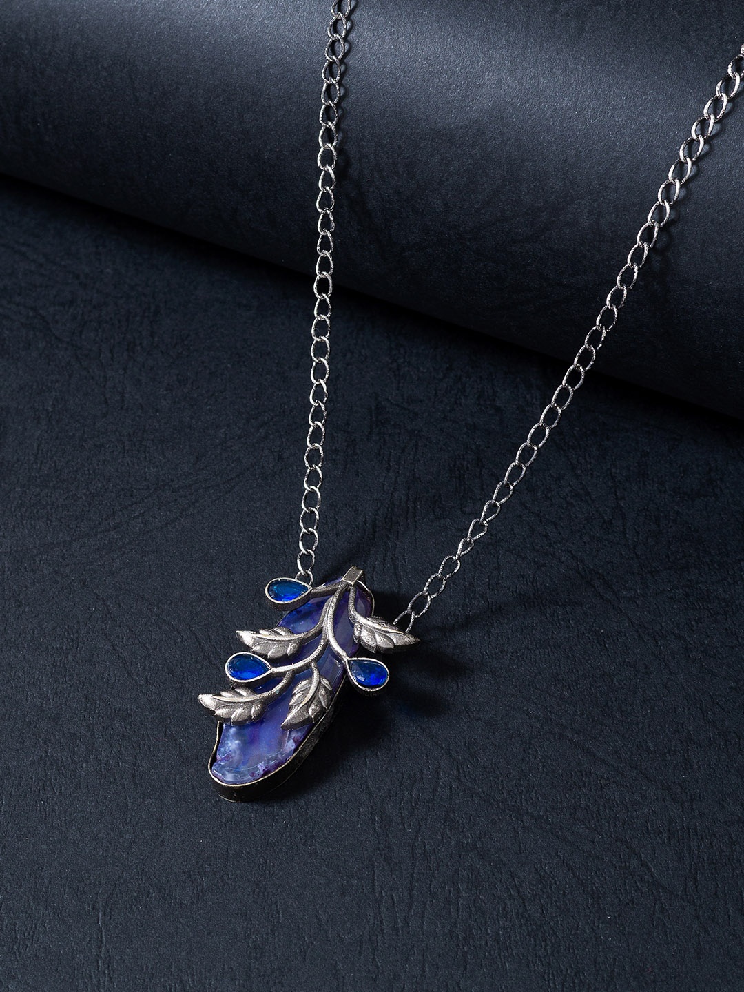 

Golden Peacock Blue & Silver-Toned Contemporary Necklace