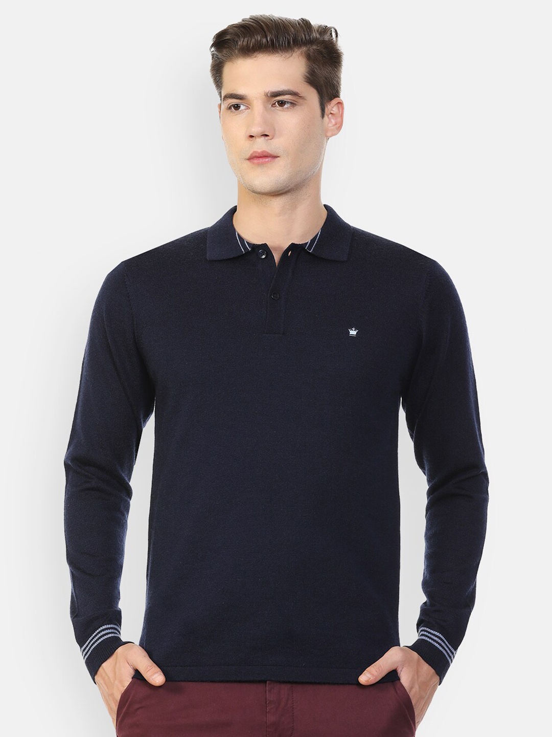 

Louis Philippe Men Navy Blue Polo Collar T-shirt