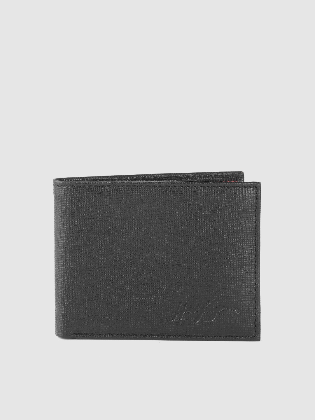 

Tommy Hilfiger Men Black Textured Leather Two Fold Wallet