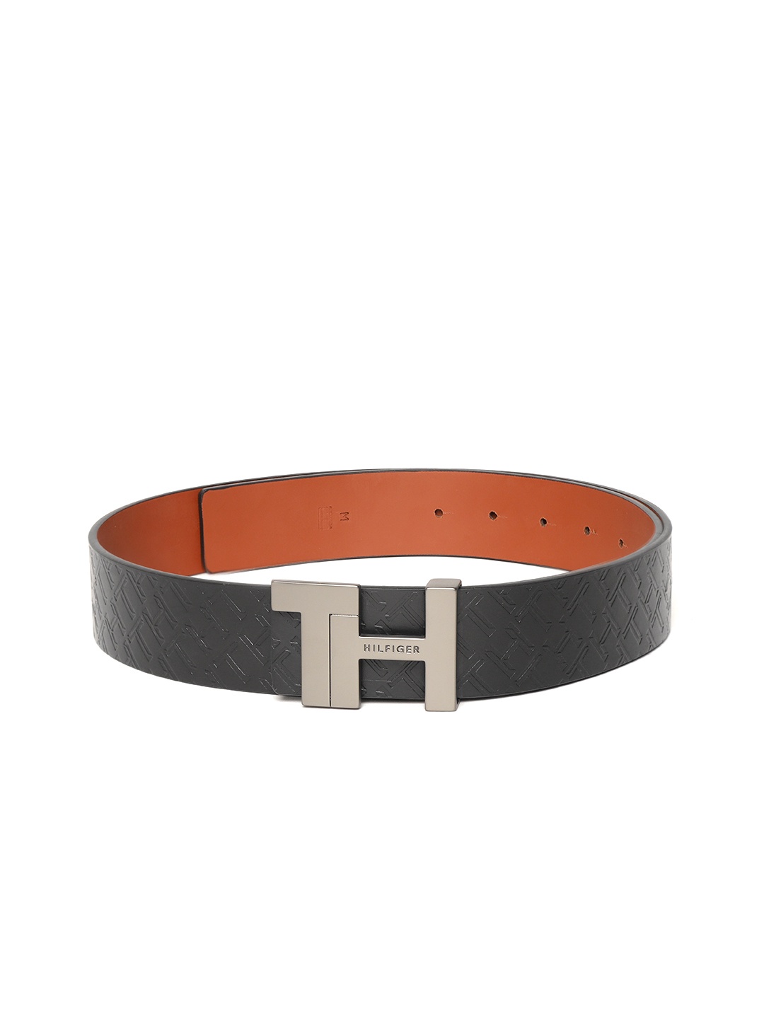 

Tommy Hilfiger Men Black Black & Tan Brown Solid Reversible Leather Formal Belt