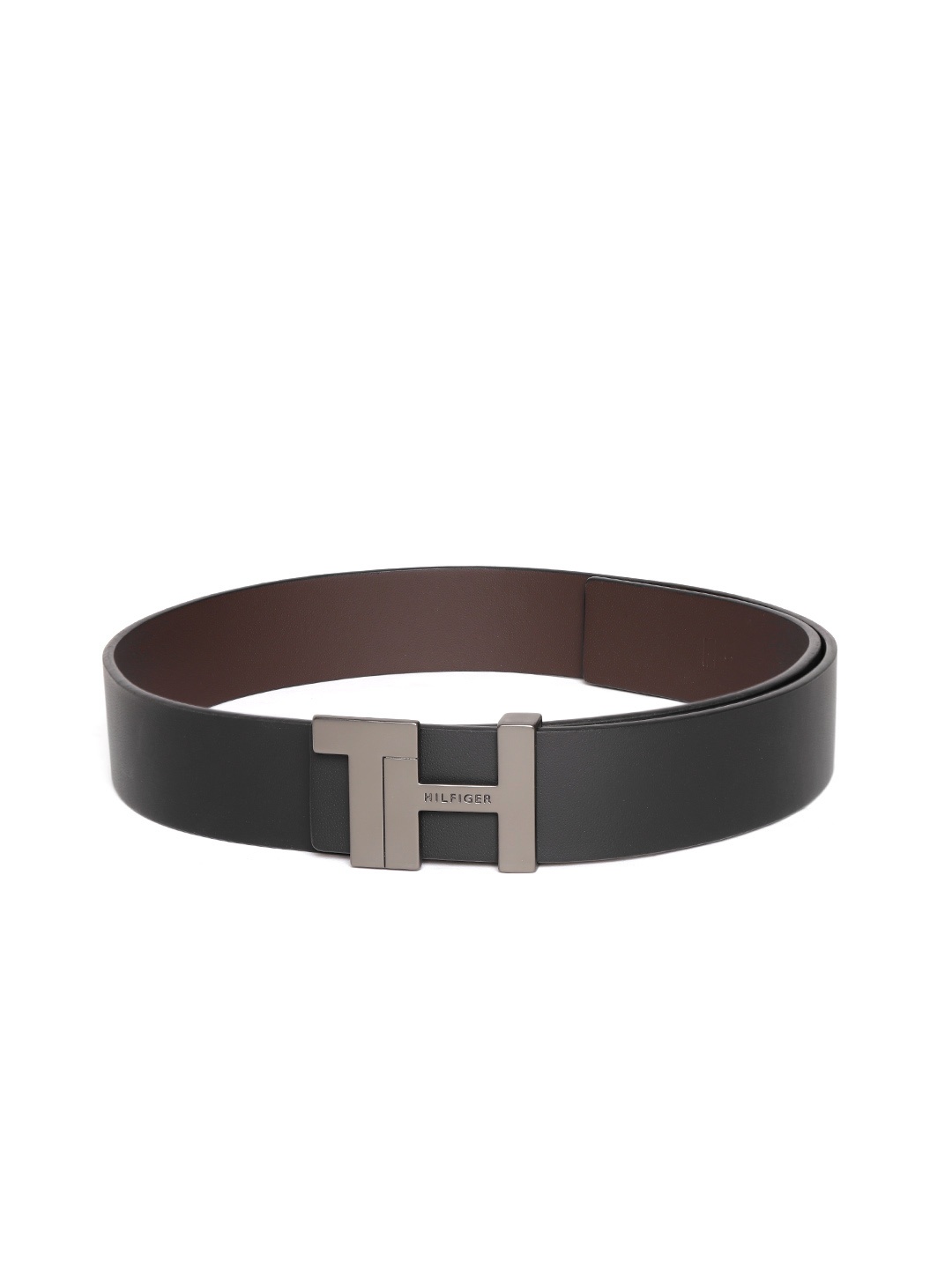 

Tommy Hilfiger Men Black & Coffee Brown Solid Reversible Leather Belt