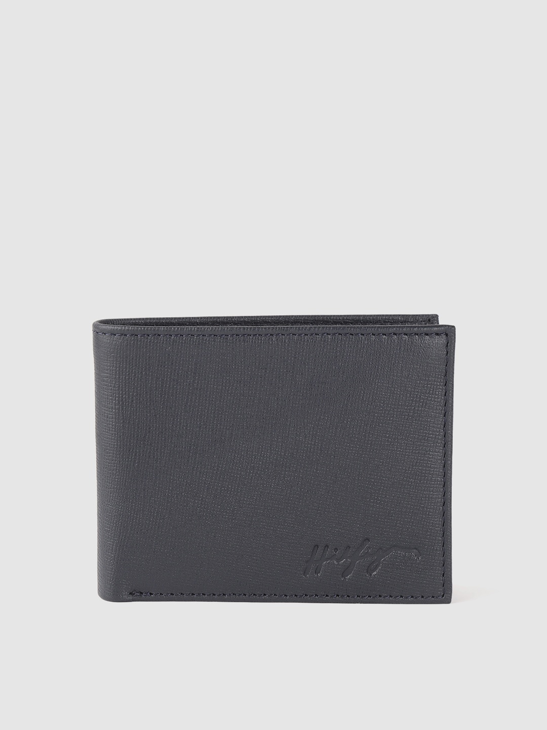 

Tommy Hilfiger Men Navy Blue Textured Leather Two Fold Wallet