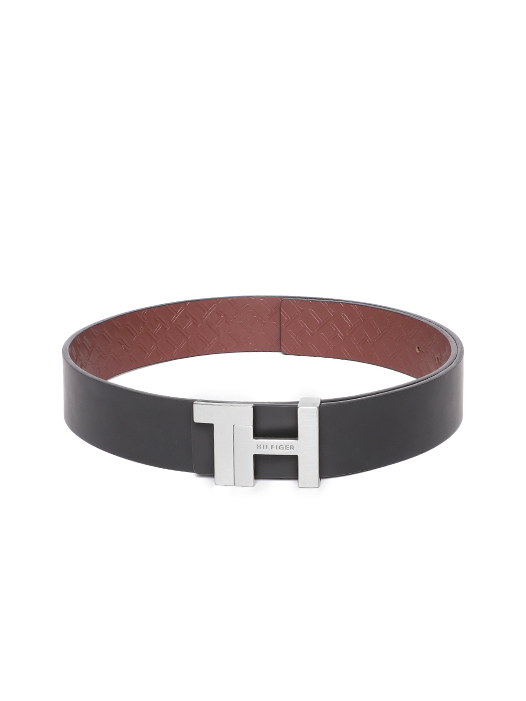 

Tommy Hilfiger Men Black & Brown Textured Leather Belt