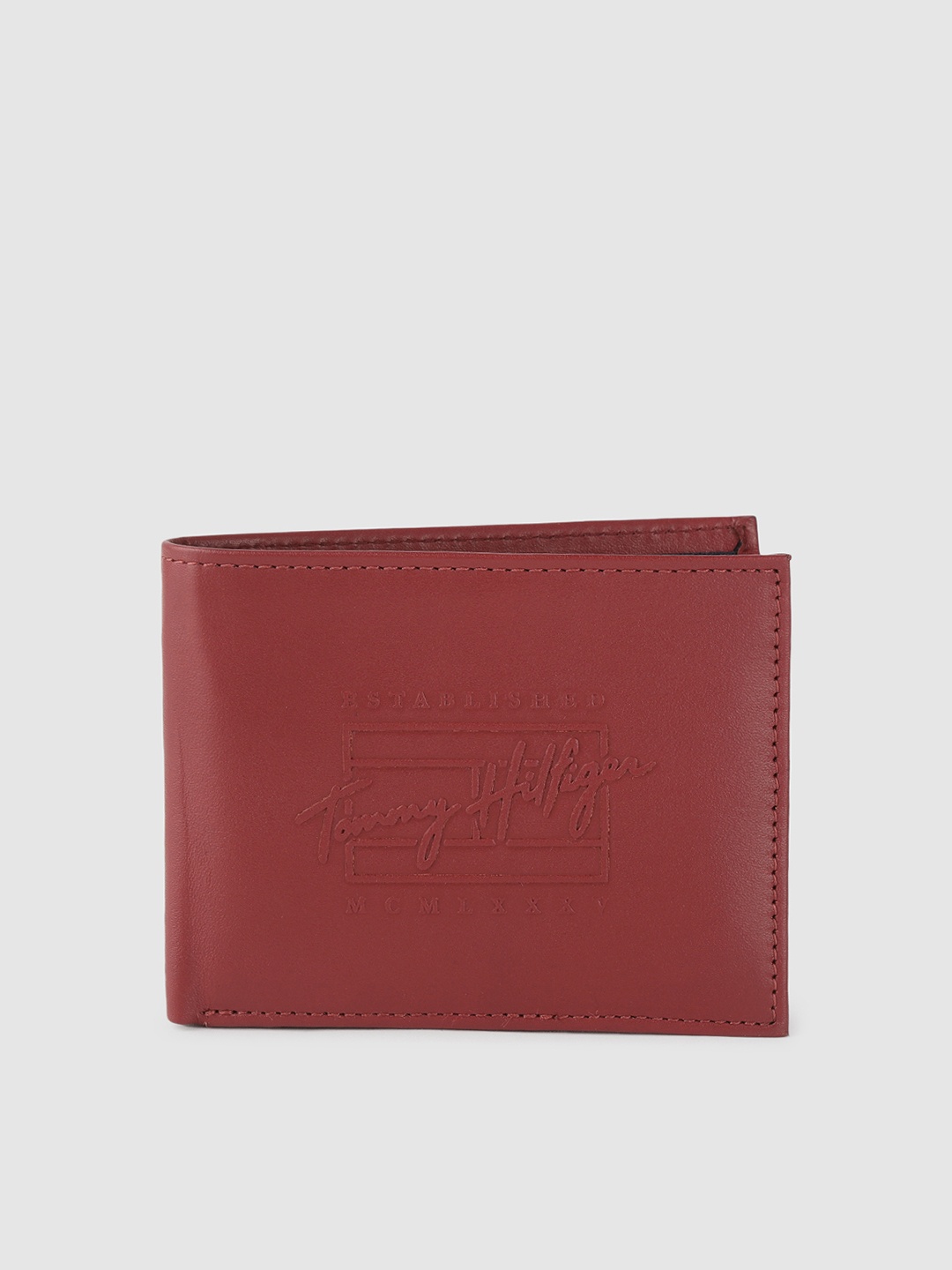 

Tommy Hilfiger Men Burgundy Leather Two Fold Wallet