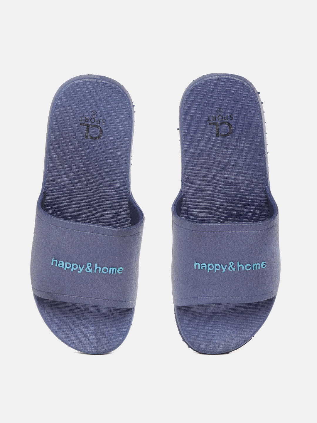 

Carlton London Women Navy Blue Solid Sliders with Typography Detail