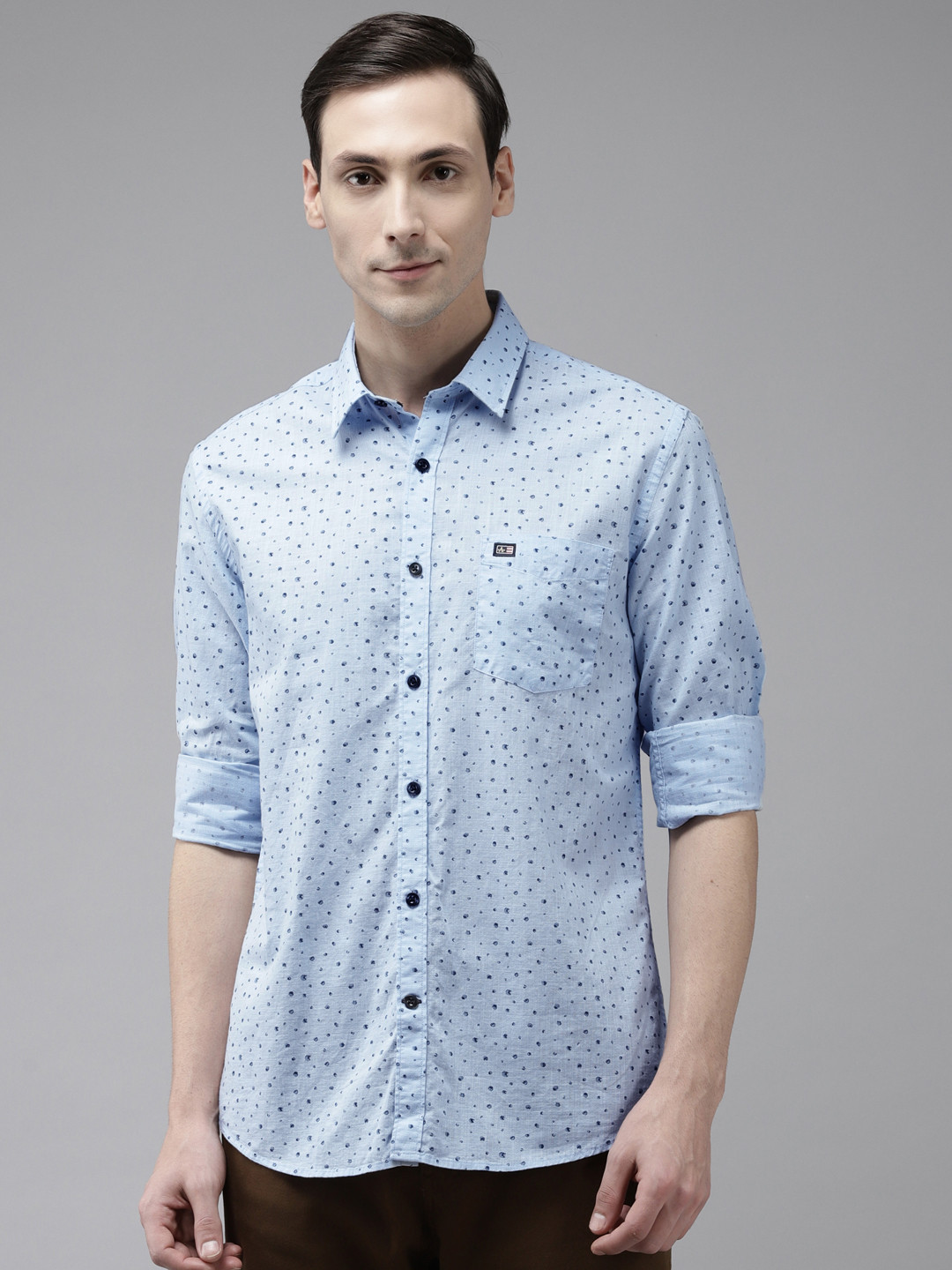 

Arrow Men Blue Pure Cotton Slim Fit Printed Smart Casual Shirt