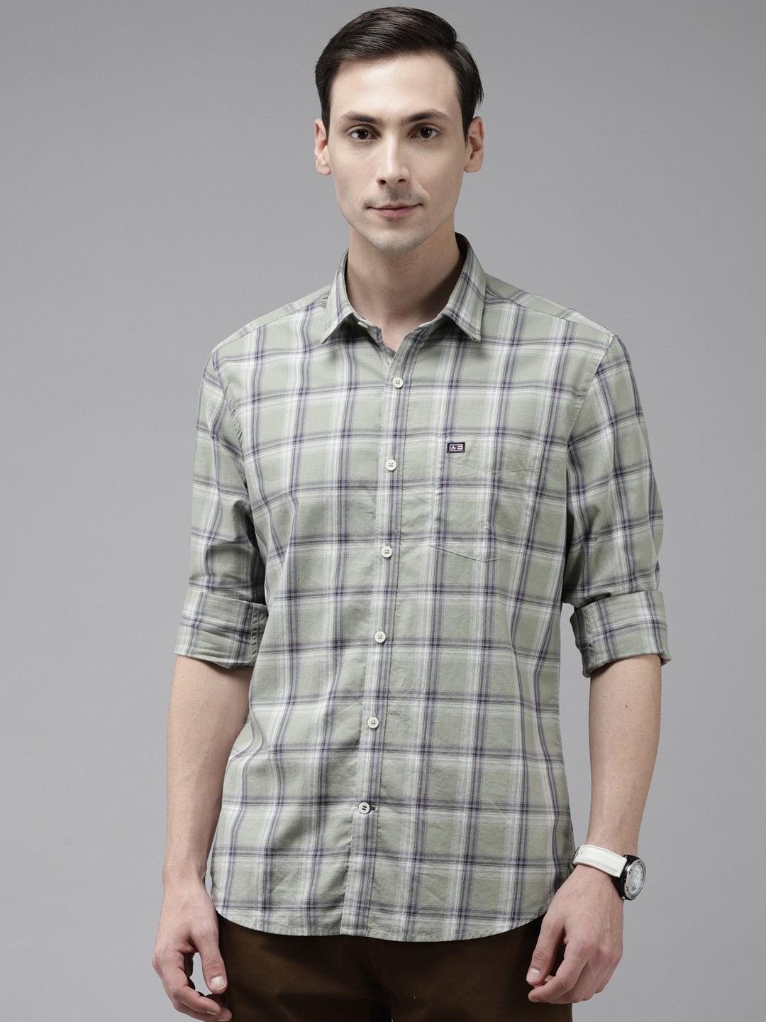 

Arrow Men Green Pure Cotton Slim Fit Tartan Checks Checked Casual Shirt