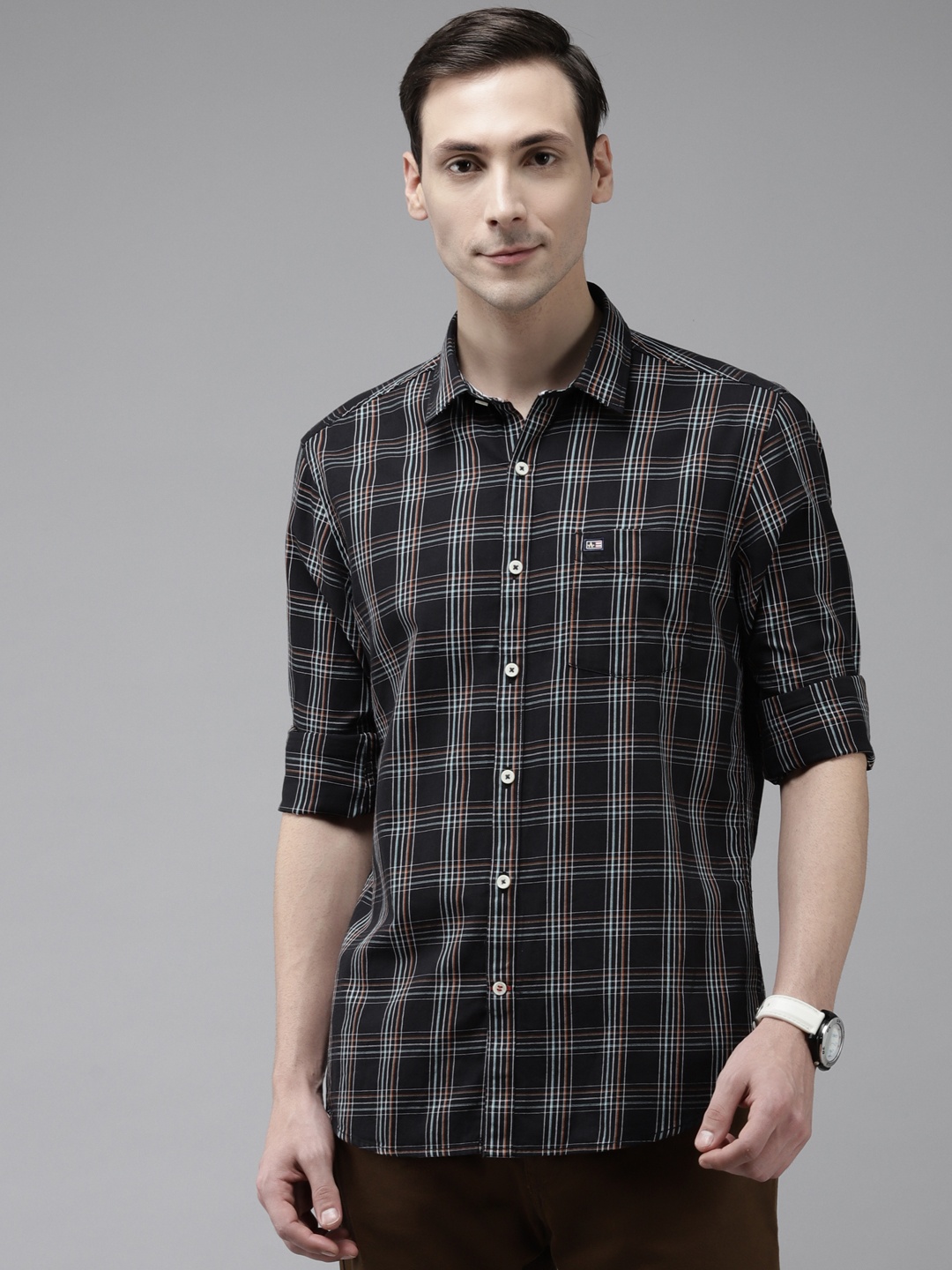 

Arrow Men Black Pure Cotton Slim Fit Checked Casual Shirt