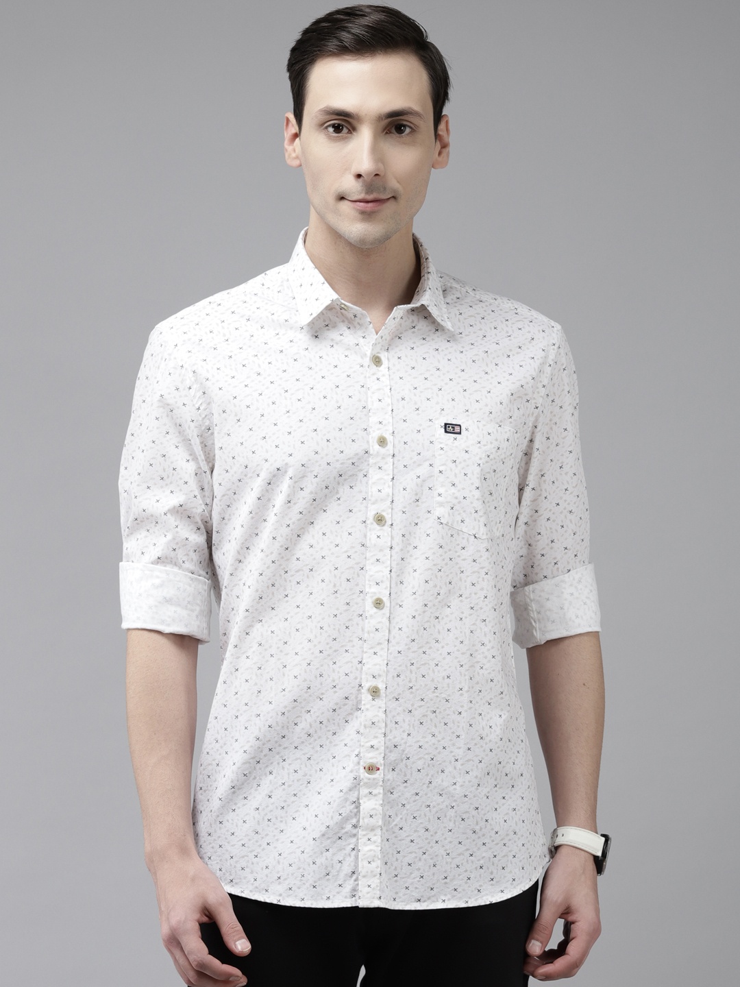 

Arrow Men White Pure Cotton Slim Fit Printed Formal Shirt