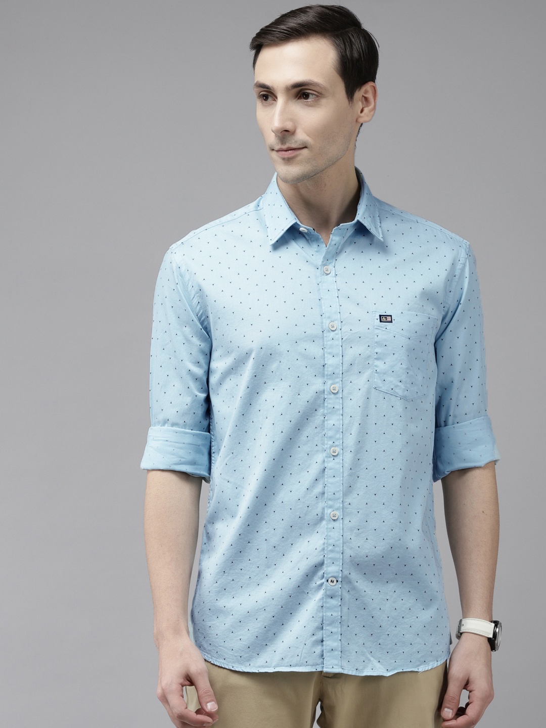 

Arrow Men Blue Slim Fit Printed Pure Cotton Shirt