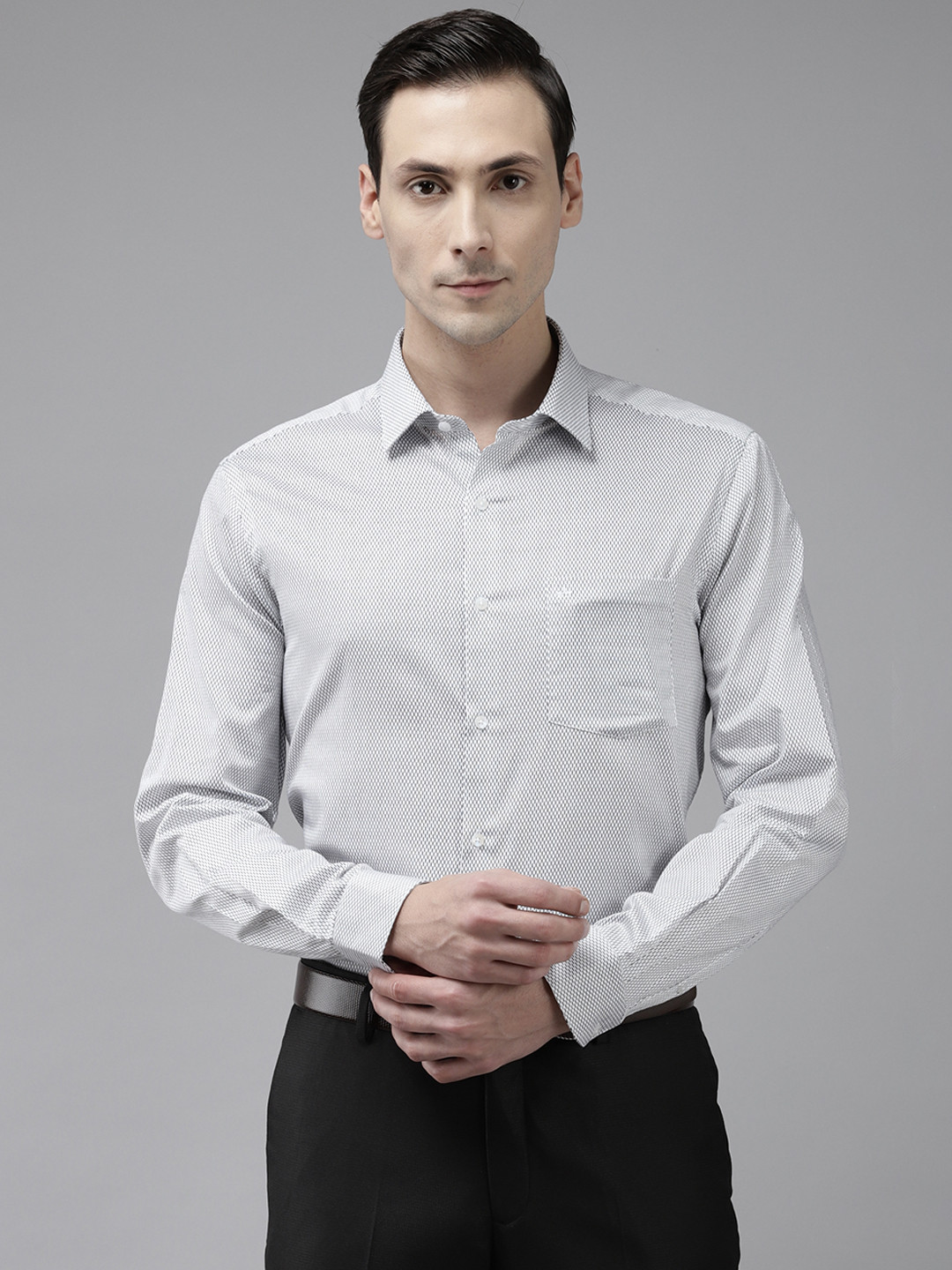 

Arrow Men Blue Pure Cotton Slim Fit Geometric Print Formal Shirt