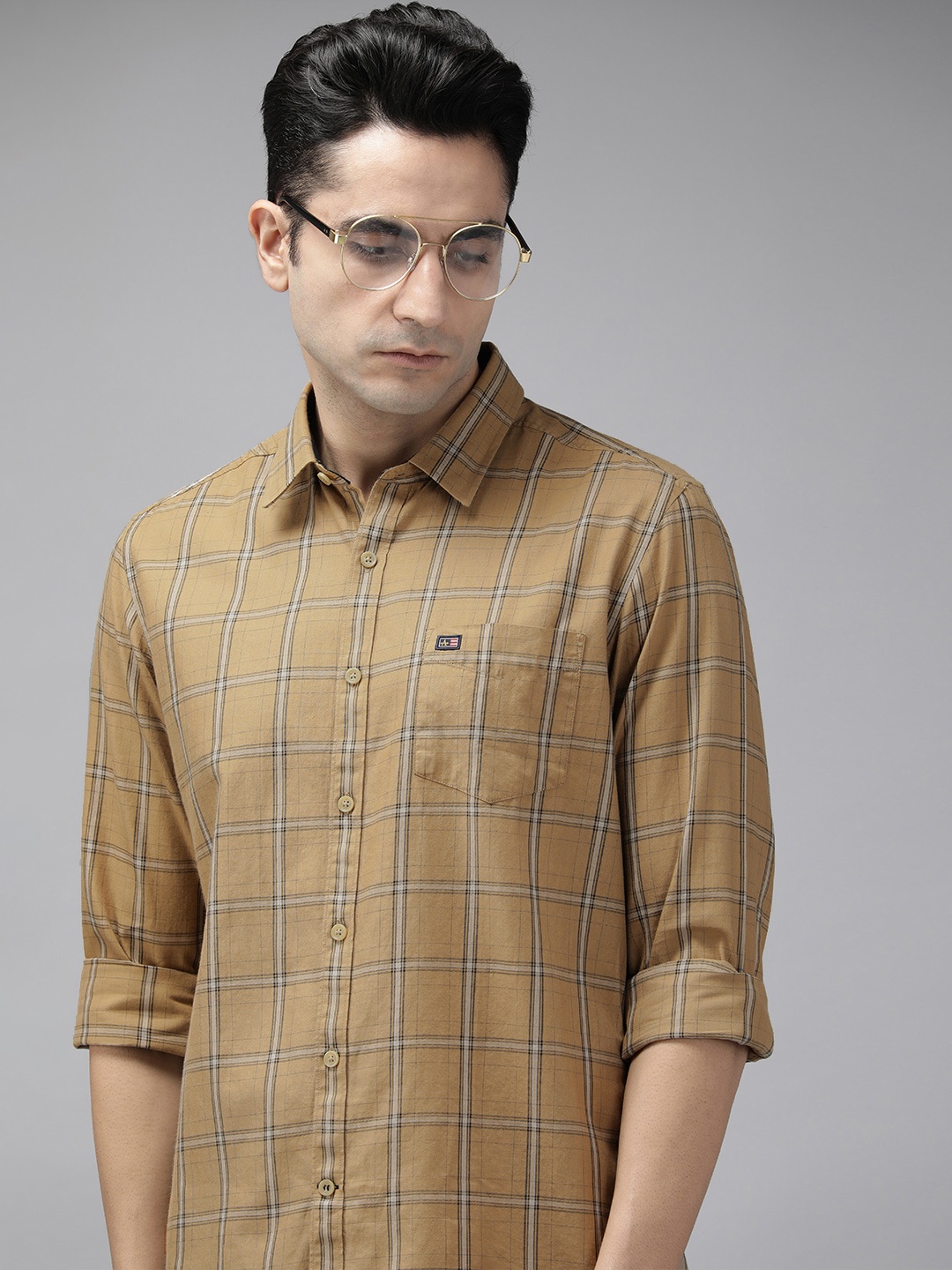 

Arrow Men Khaki Tartan Checks Slim Fit Pure Cotton Casual Shirt