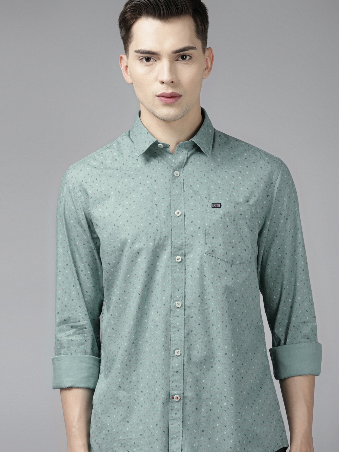

Arrow Men Green Pure Cotton Slim Fit Printed Casual Shirt