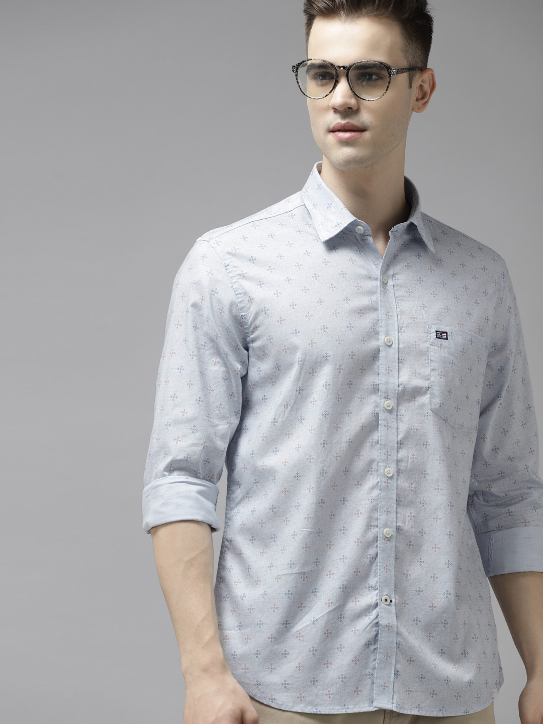 

Arrow Men Blue Slim Fit Printed Pure Cotton Shirt