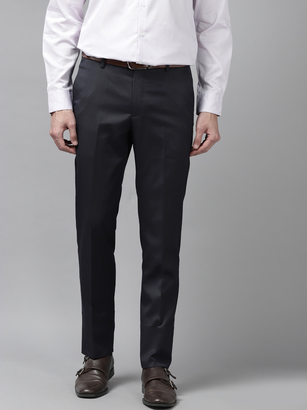 

Arrow Men Navy Blue Hudson Tailored Fit Solid Formal Trousers