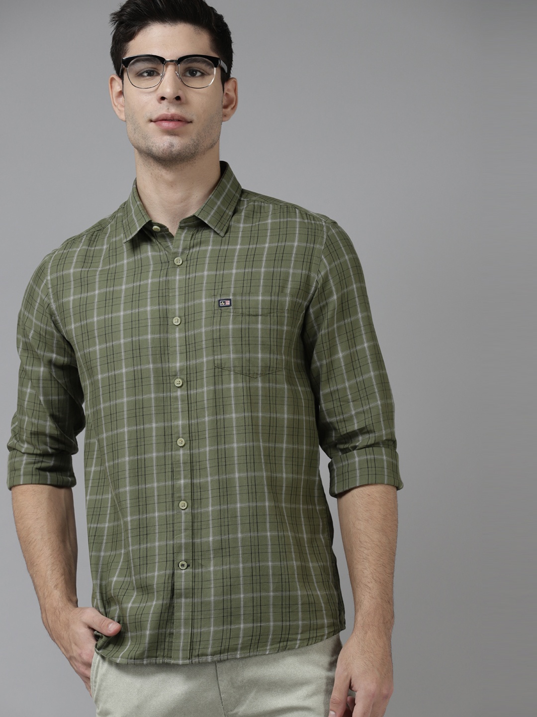 

Arrow Men Green Slim Fit Pure Cotton Checked Casual Shirt