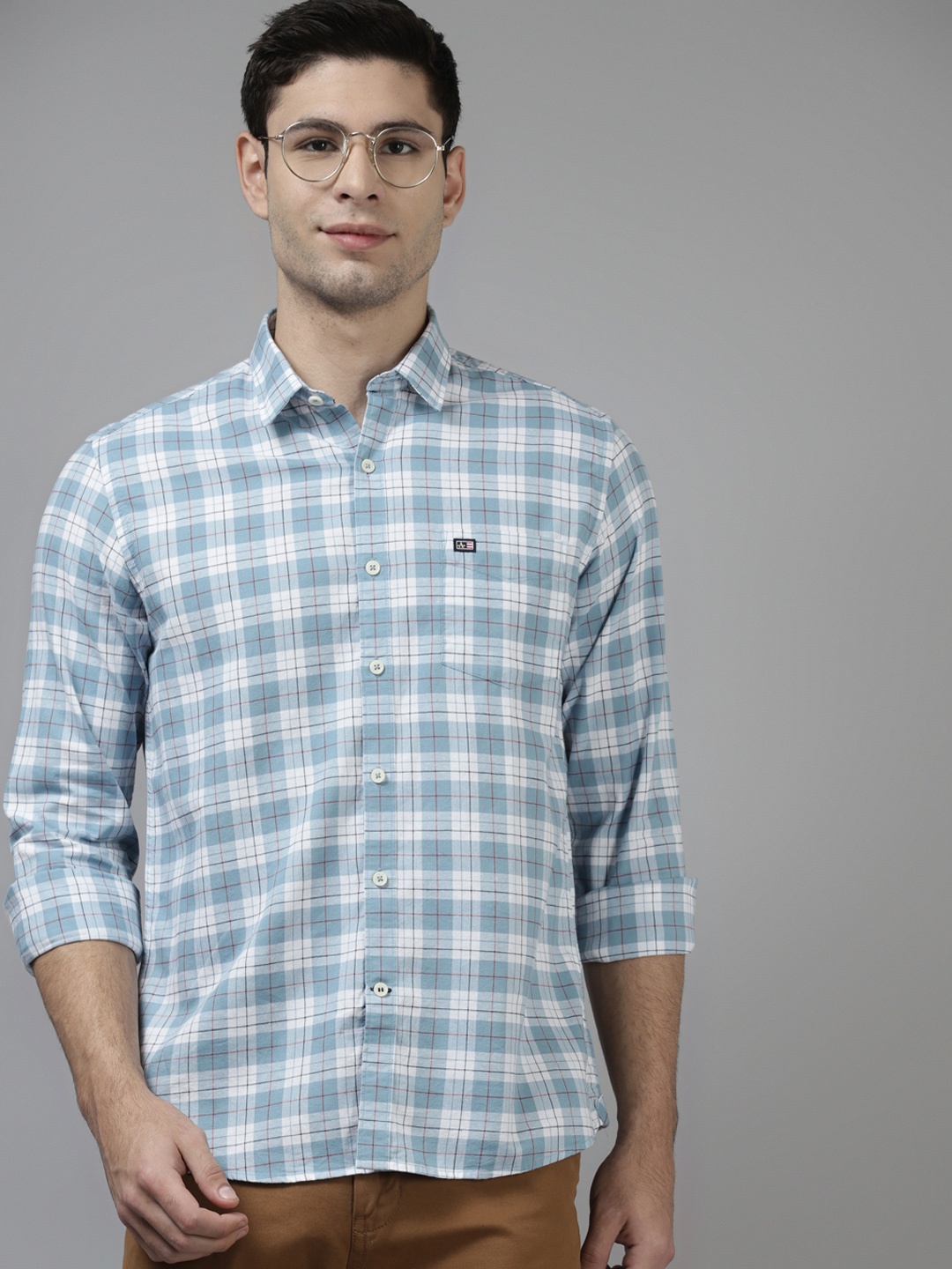 

Arrow Men Blue Pure Cotton Slim Fit Tartan Checks Casual Shirt