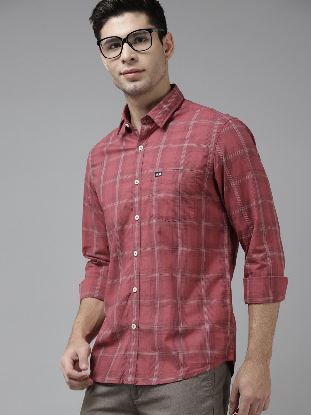 

Arrow Men Red Pure Cotton Slim Fit Checked Casual Shirt