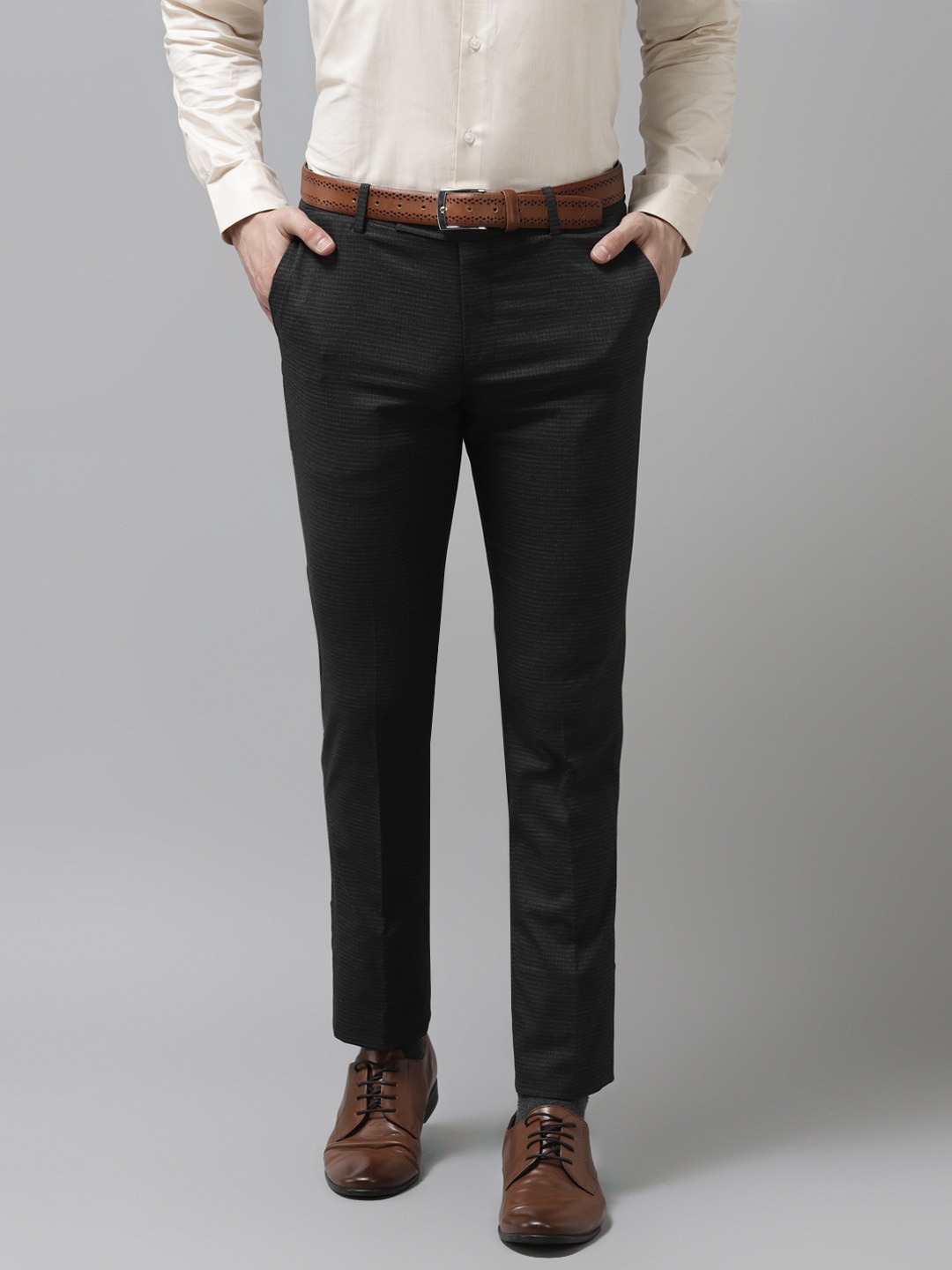 

Arrow Men Charcoal Checked Tailored Fit Trousers