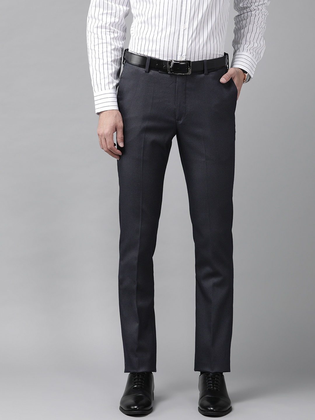 

Arrow Men Navy Blue Tailored Fit Formal Trousers