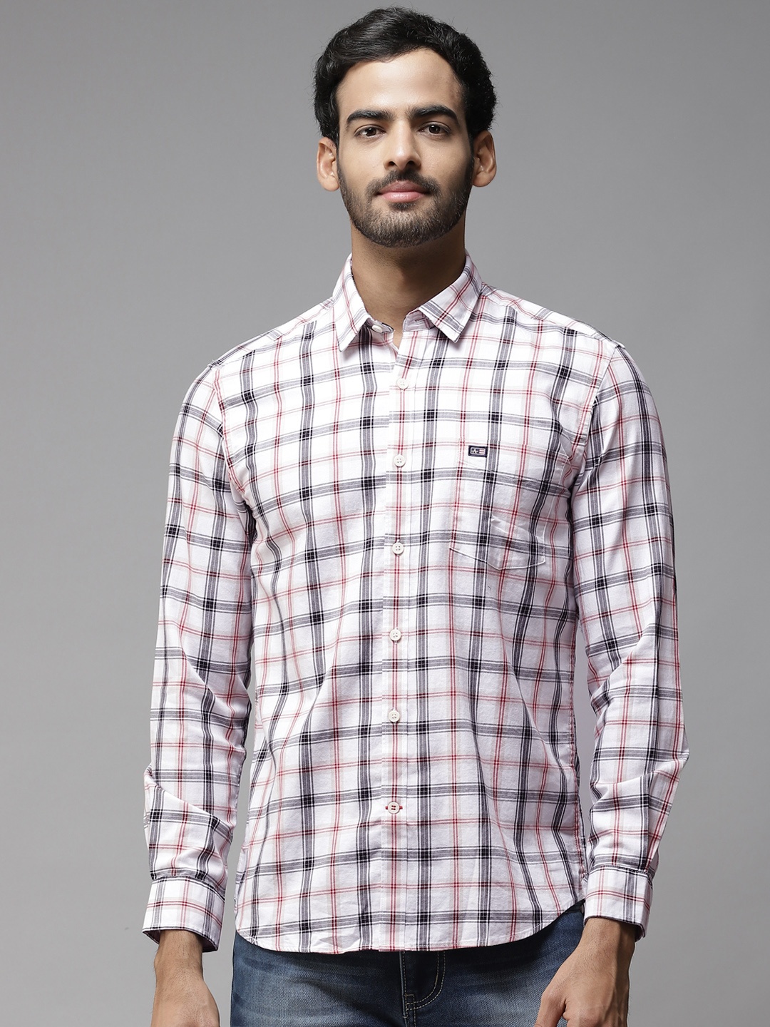 

Arrow Men White Pure Cotton Gingham Checks Checked Casual Shirt