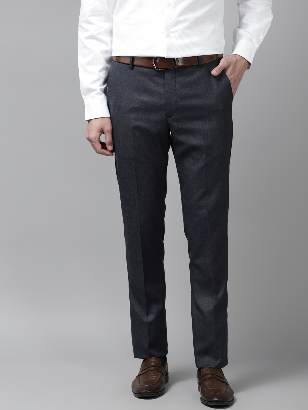

Arrow Men Charcoal Textured Tailored Fit Trousers