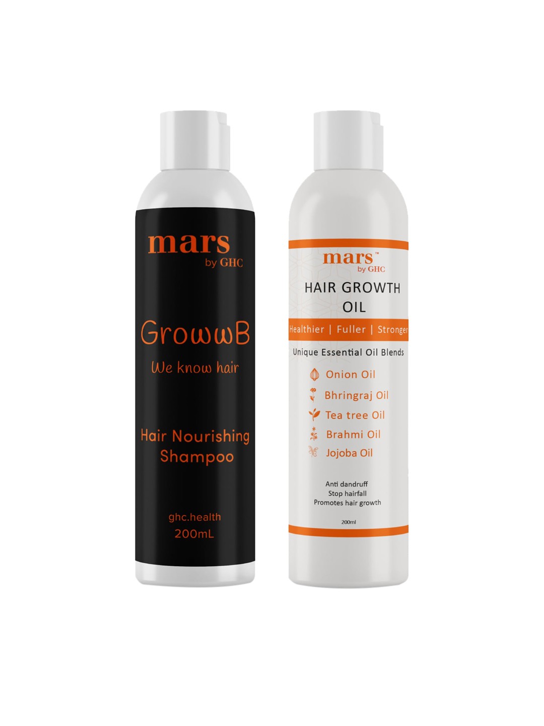 

mars by GHC Hair Care Combo With Hair Oil 200ml & Shampoo 200ml, White