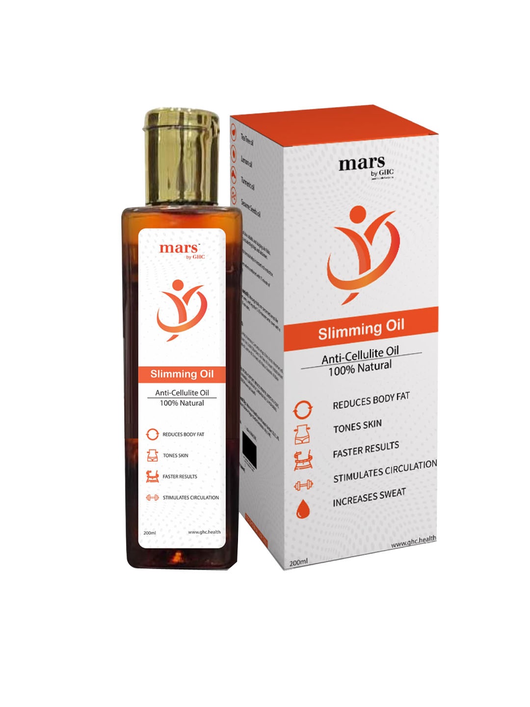 

mars by GHC Unisex Pack of 2 Slimming Oil 200ml each, White