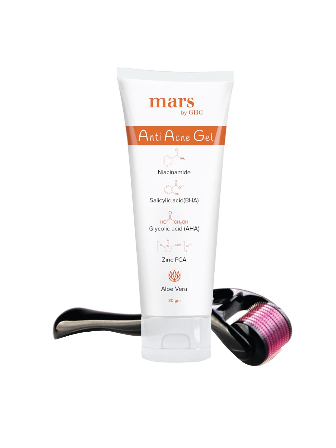 

mars by GHC Unisex Pack of Anti Acne Gel with Face Derma Roller, White