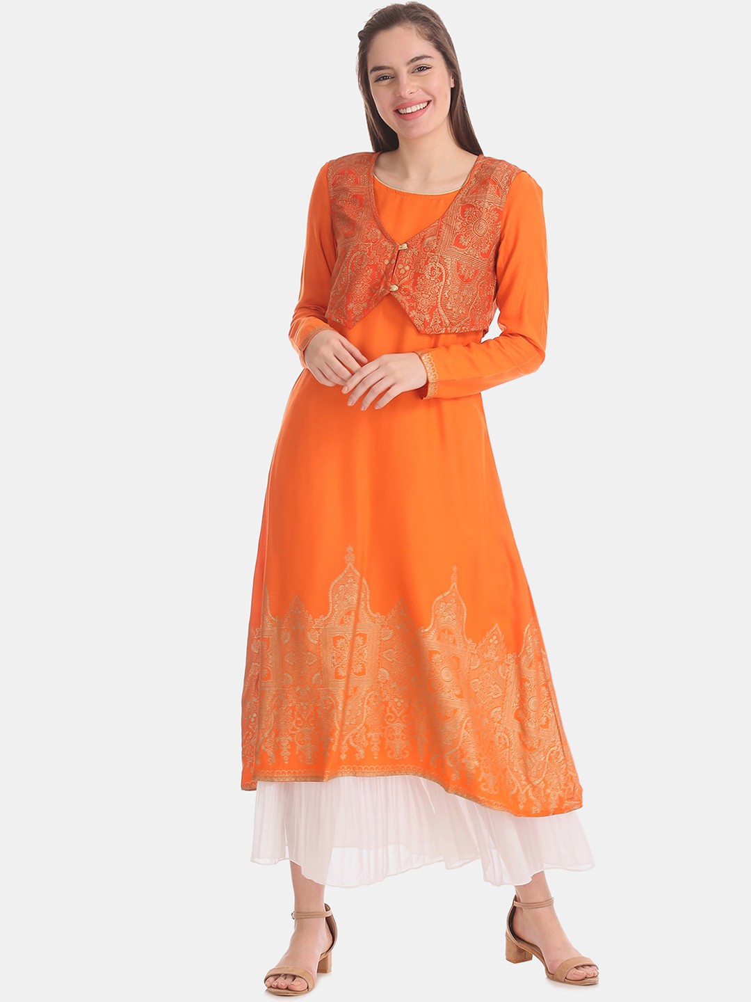 

Anahi Women Orange Ethnic Motifs Printed Kurta