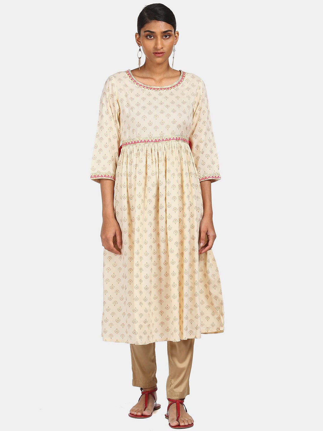 

Anahi Women White Ethnic Motifs Anarkali Kurta