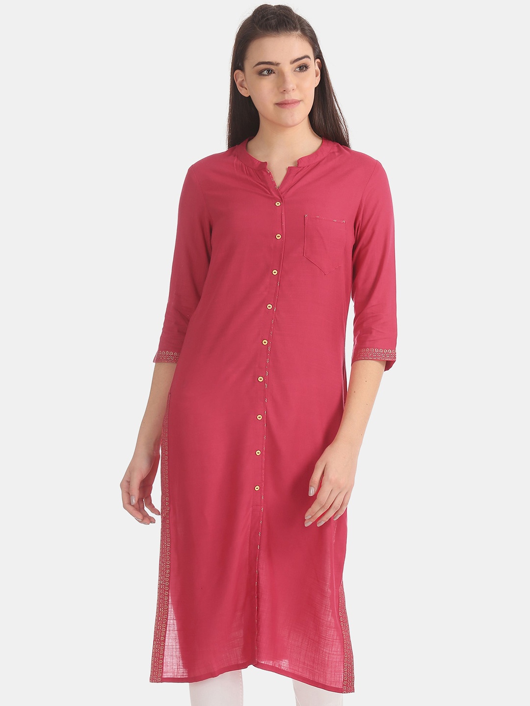 

Anahi Women Pink Straight Kurta