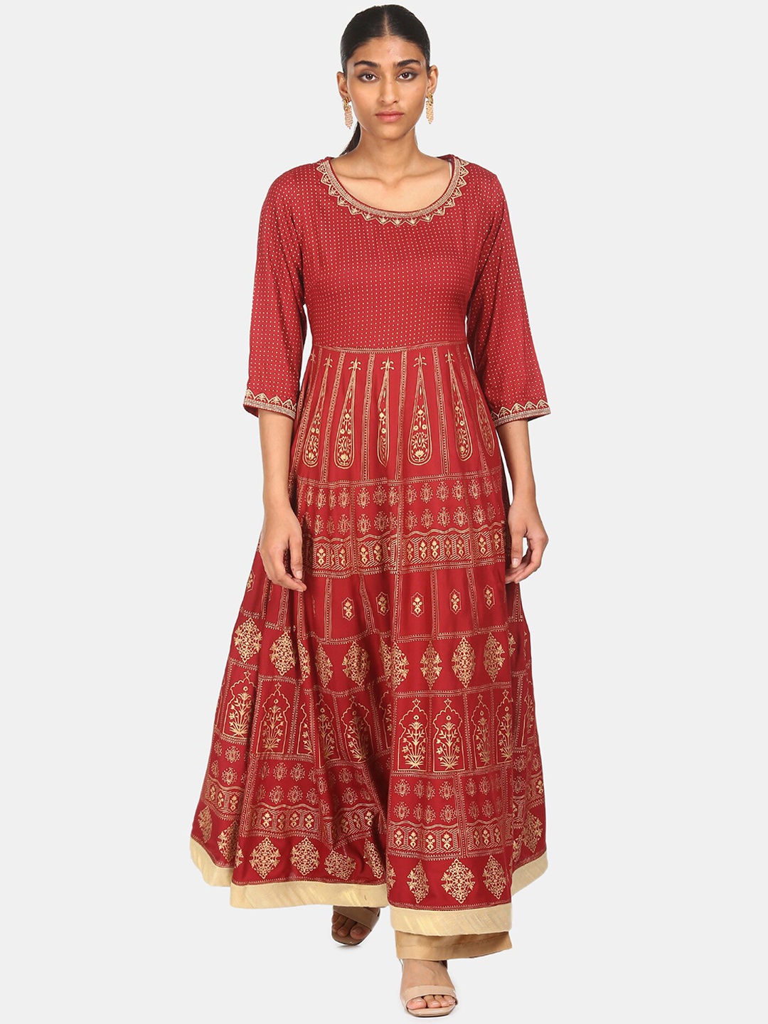 

Anahi Women Brown Ethnic Motifs Printed Anarkali Kurta