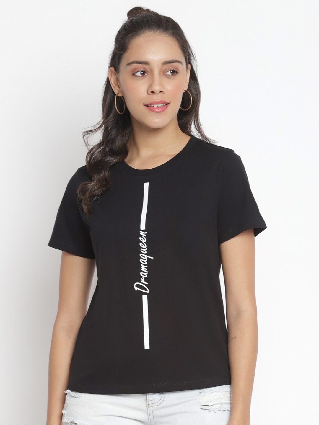

Marc Loire Women Black Typography Printed T-shirt