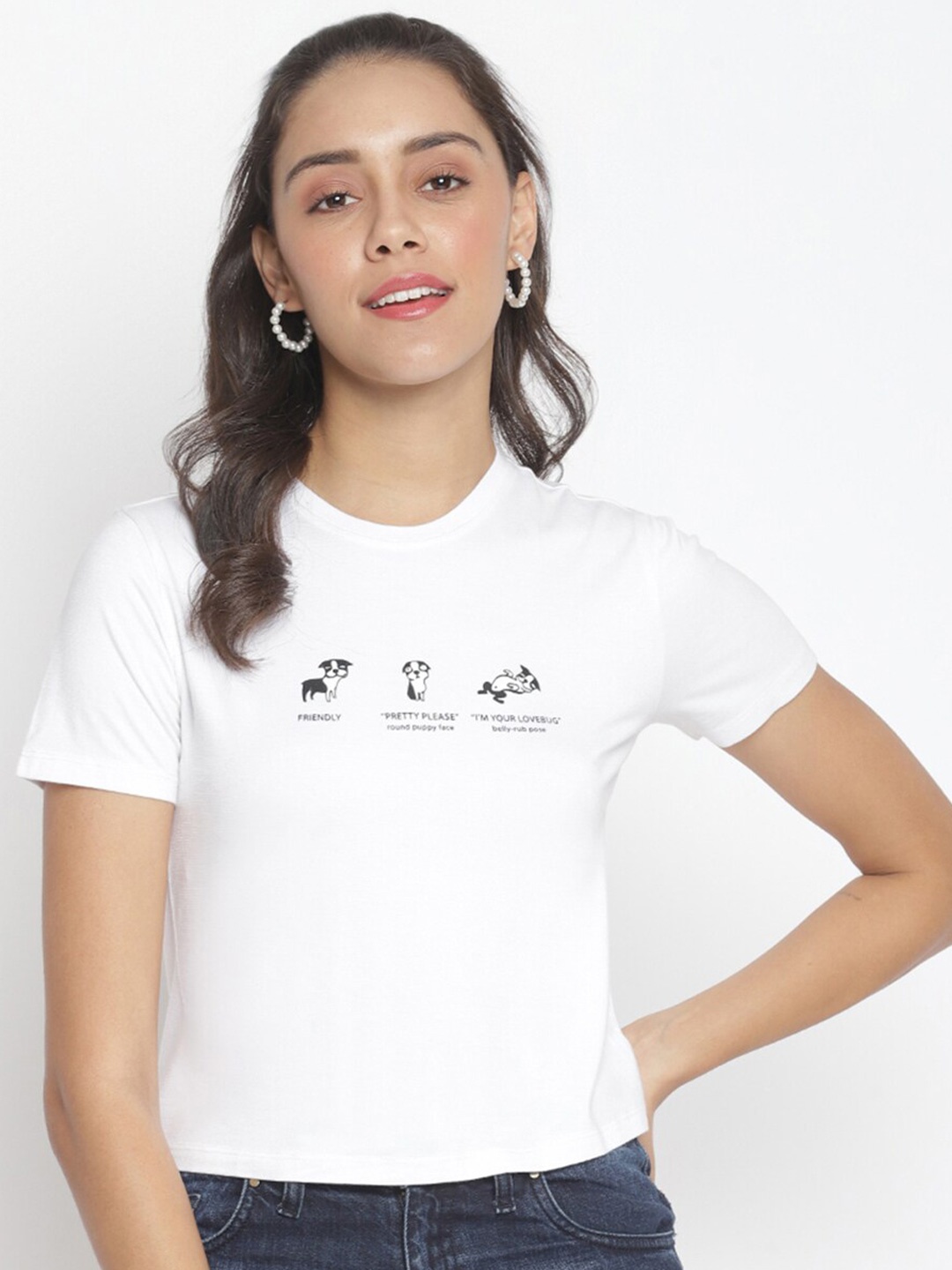 

Marc Loire Women White Typography Printed T-shirt