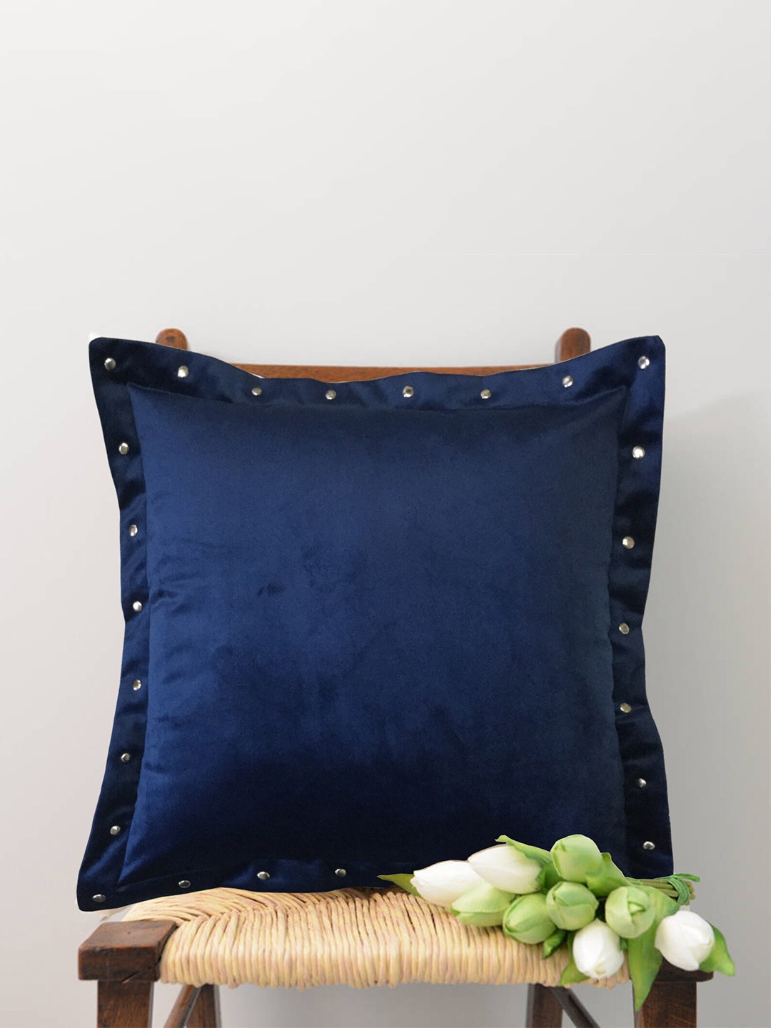 

Lushomes Navy Blue Velvet Square Cushion Covers