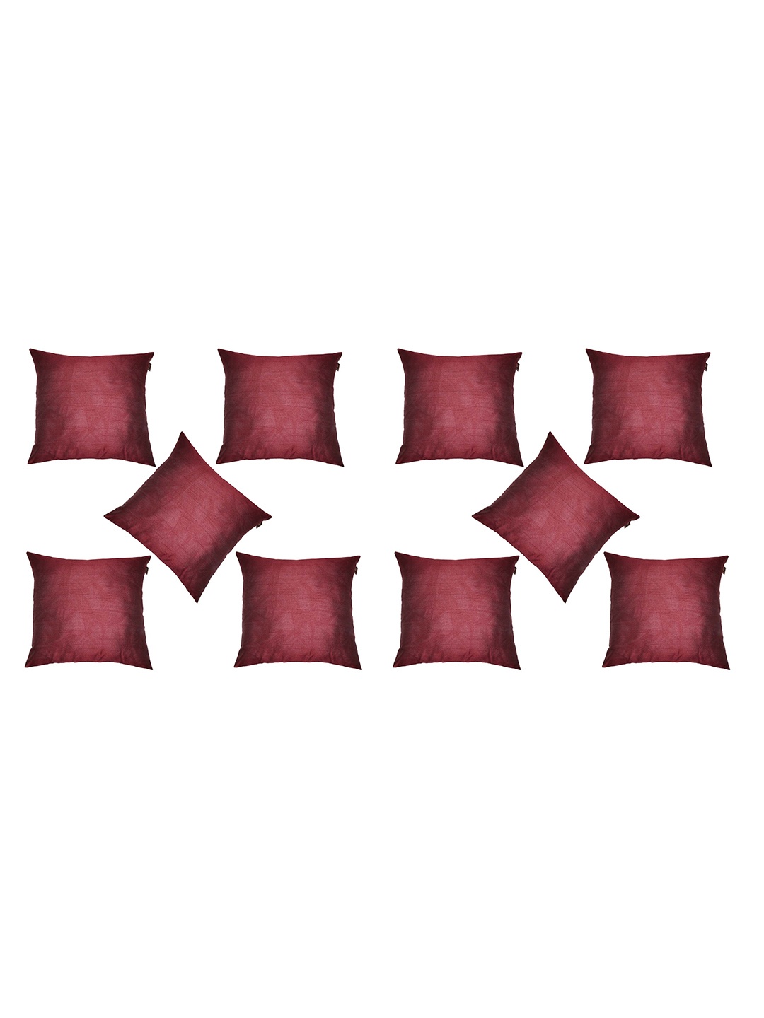 

Lushomes Maroon Set of 10 Square Cushion Covers