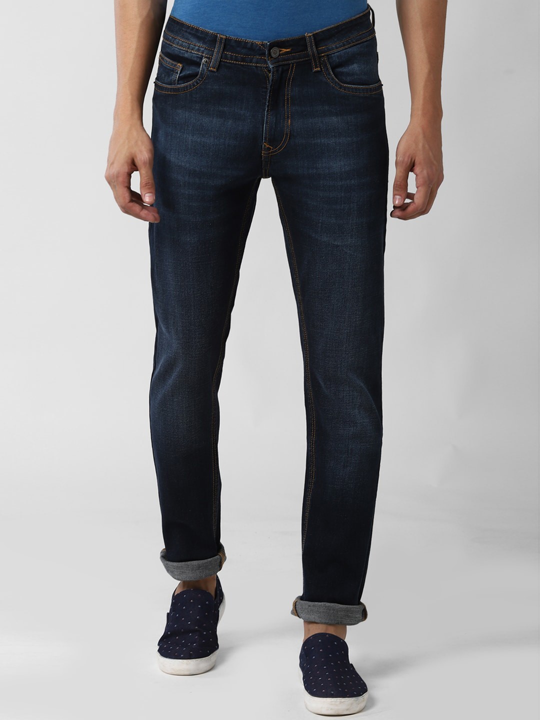 

Peter England Casuals Men Navy Blue Tapered Fit Light Fade Jeans
