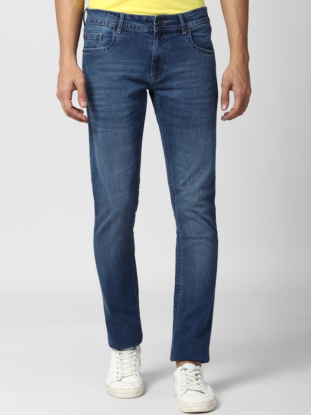 

Peter England Casuals Men Blue Skinny Fit Low Distress Light Fade Jeans